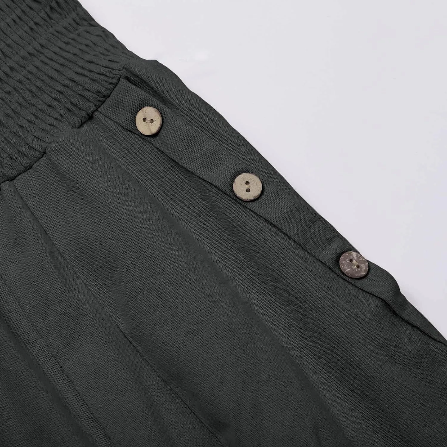 Wide Leg Linen Pull On Pants for Women Petite Summer Casual Capri Pant for Summer Loose Work Trousers
