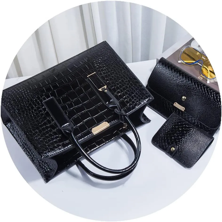Women 3Pcs Set Handbag and Purses Leather Shoulder Top-handle Work Satchel