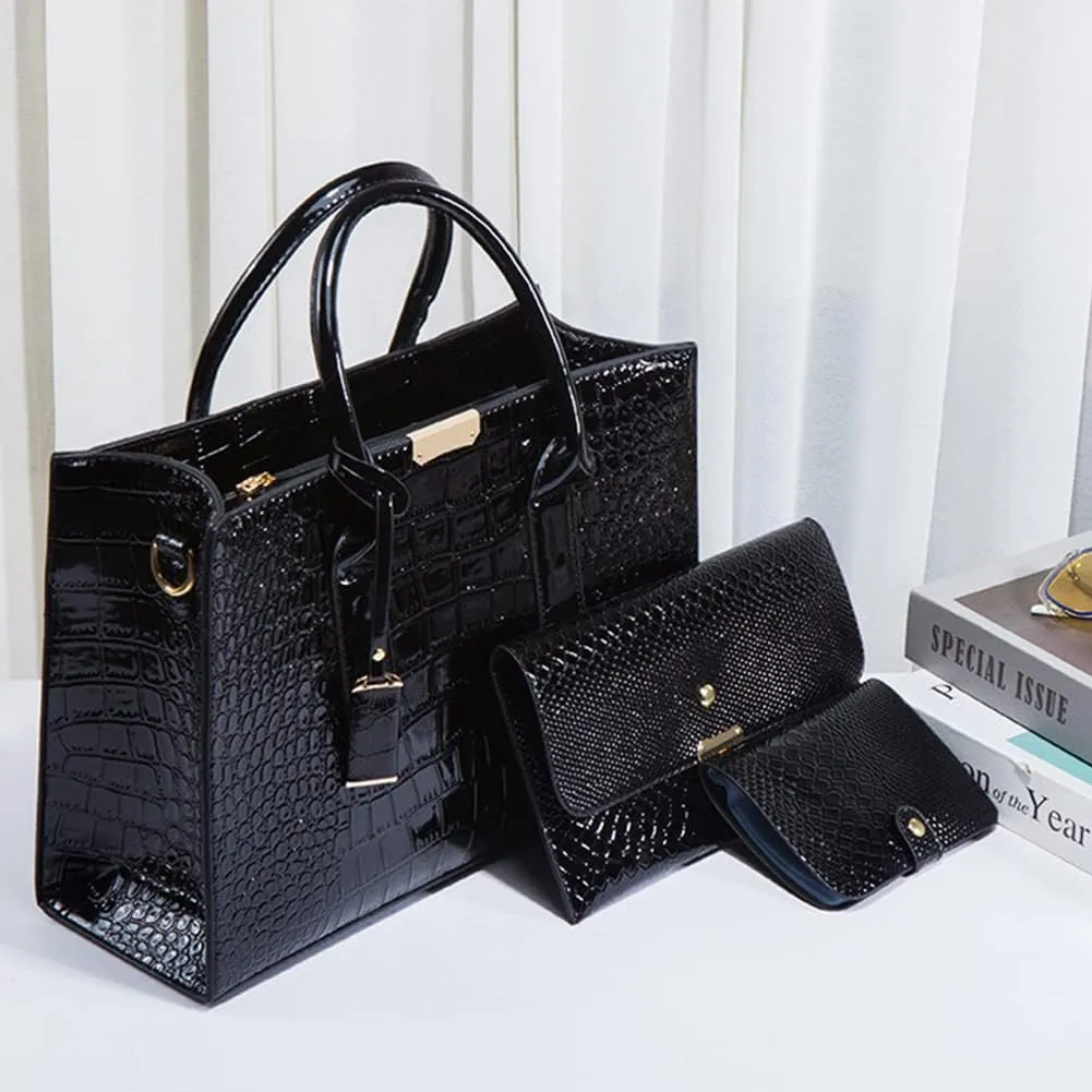 Women 3Pcs Set Handbag and Purses Leather Shoulder Top-handle Work Satchel