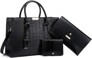 Women 3Pcs Set Handbag and Purses Leather Shoulder Top-handle Work Satchel