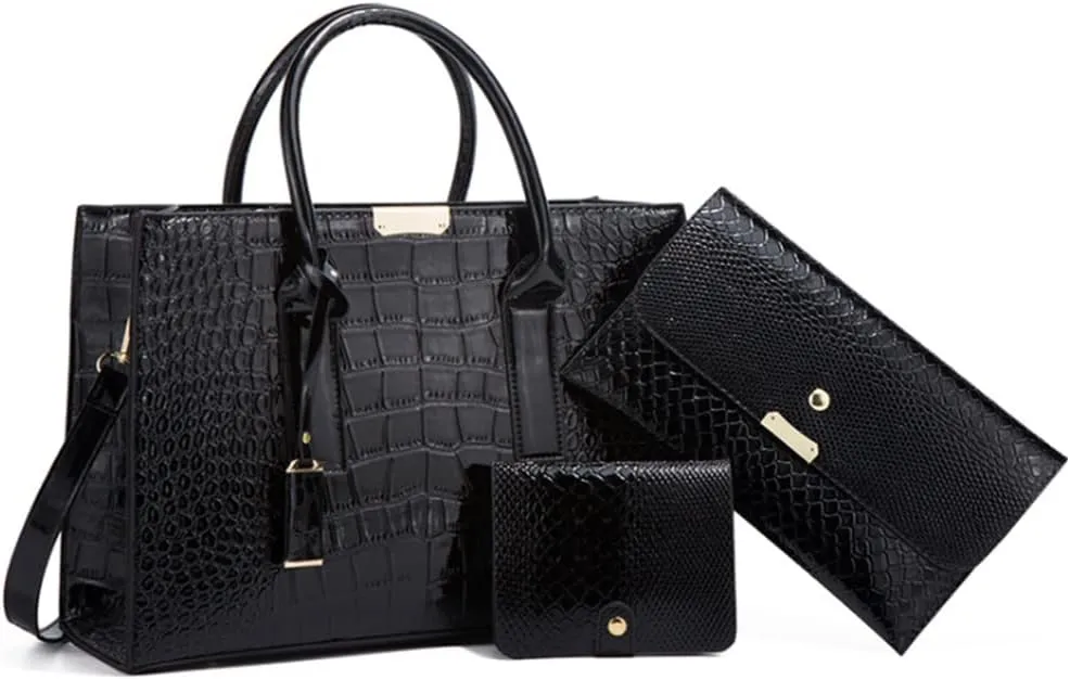 Women 3Pcs Set Handbag and Purses Leather Shoulder Top-handle Work Satchel