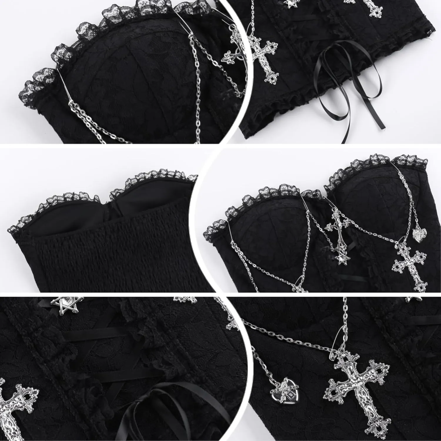 Women Gothic Strapless Crop Tank Tops Grunge Tube Top Y2k Vest Tshirts