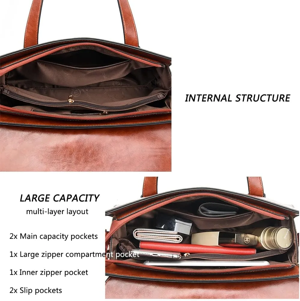 Women Handbag Crocodile Pattern Leather Top-Handle Purse Flap Shoulder Satchel