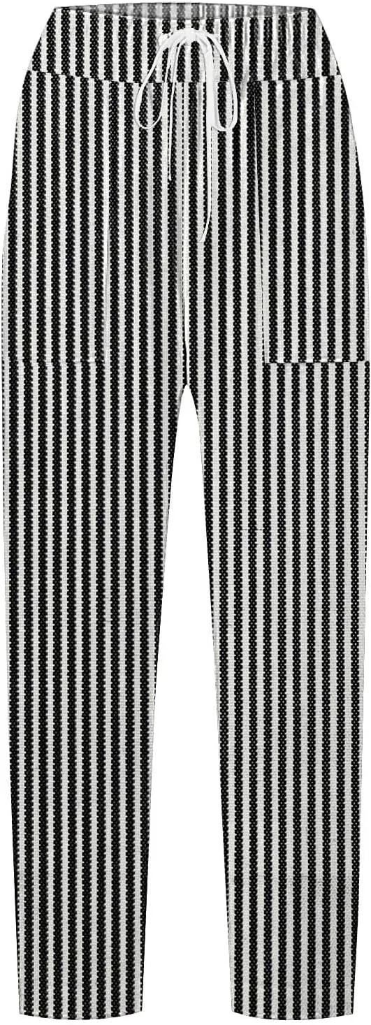 Women Linen Pants Summer Pure High Waist Lounge Bohemian Petite Trousers Trendy Outfit with Pockets