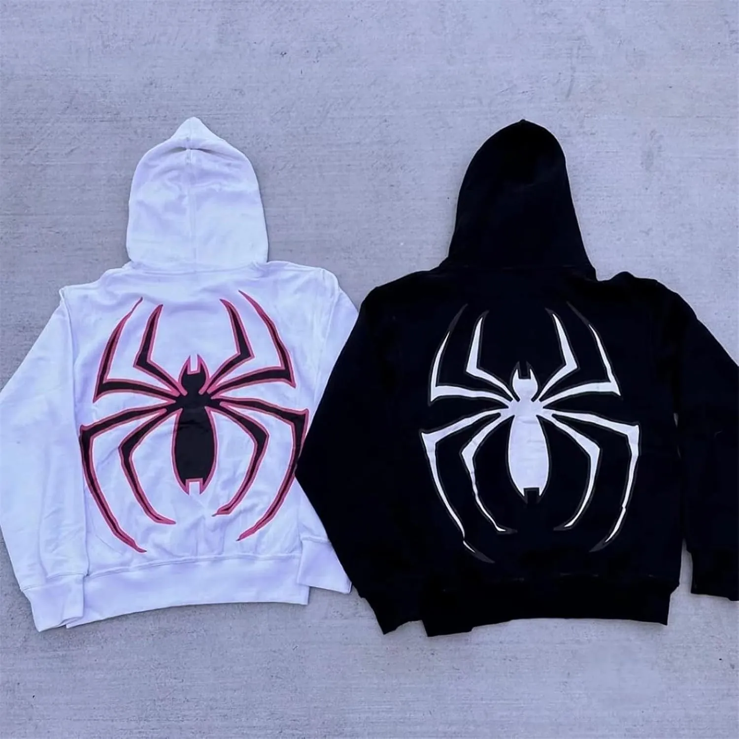 Women Men Zip Up Y2k Oversized Hoodie Spider Graphic Full Zipper Sweatshirt Teen Girls Grunge Streetwear Jacket