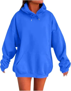 Women Oversized Hoodies Casual Long Sleeve Pullover Winter Plus Size Drop Shoulder Pocket Sweatshirts Trendy