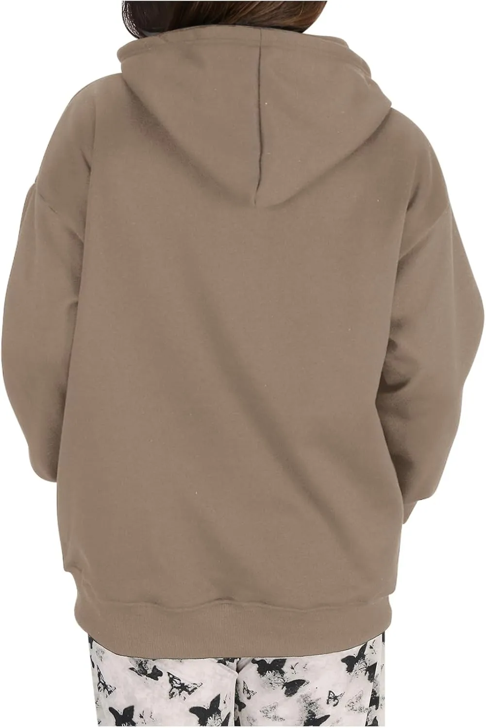Women Plain Oversized Hoodies Crewneck Hooded Sweatshirt Y2K Cute Pullover Sweater Comfy Fall Outfits Clothes 2024