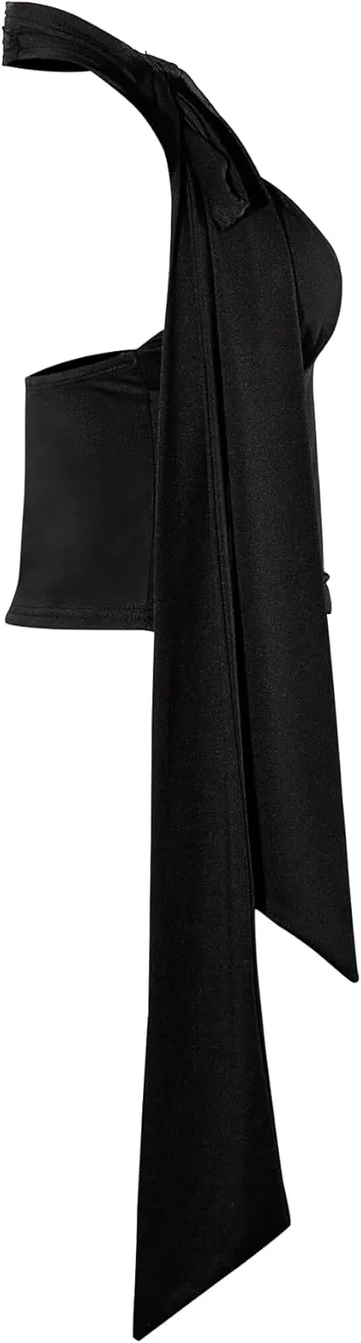Women Sexy Halter Neck Crop Top V Neck Backless Elagent Sleeveless Camisole Club Outfits