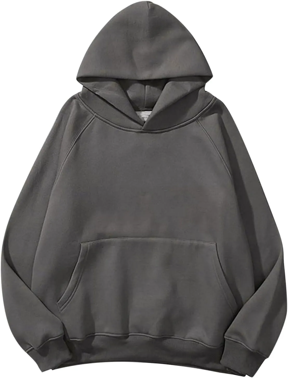 Women Solid Basic Loose Hoodie Fleece Long Sleeve Pocket Drop Shoulder Pullovers Oversized Hooded Sweatshirts Top