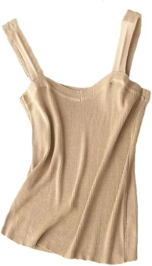 Women Tank Top Sleeveless Womens Solid Color Silm Fit Camisole Knit Tops