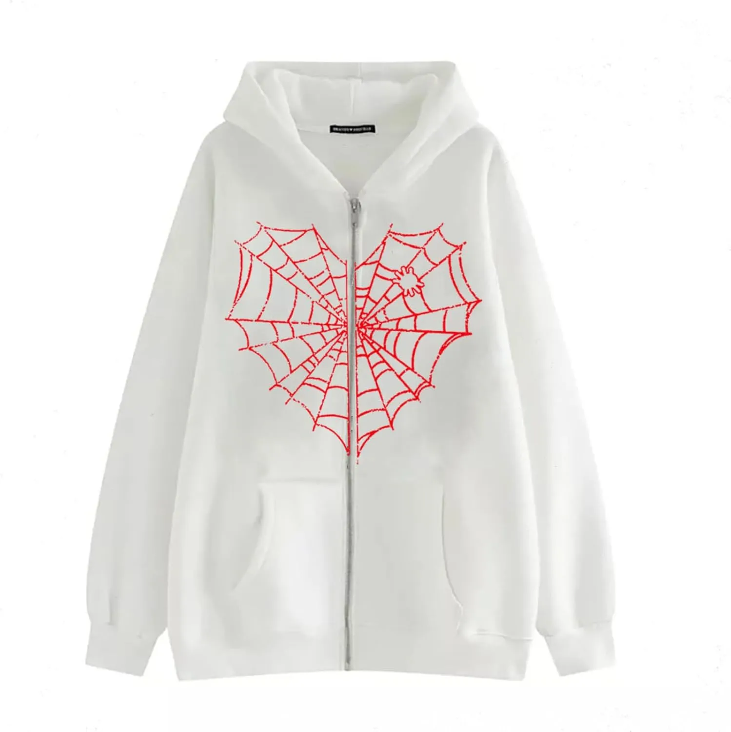 Women Y2K Zip Up Hoodie Spider Web Graphic Gothic Grunge Oversized Streetwear Hooded Sweatshirt Punk Emo Jacket Alt Clothes