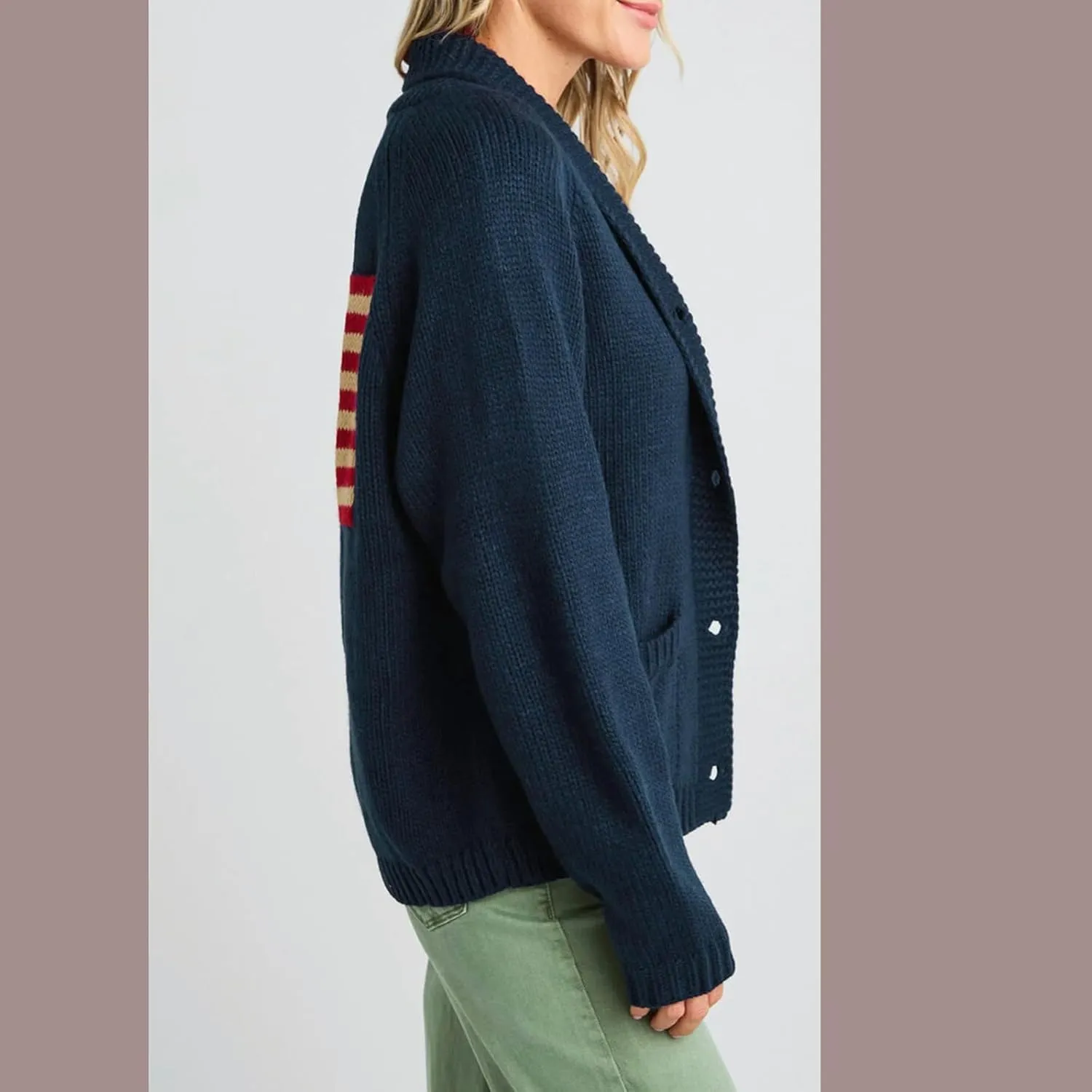 Womens American Flag Sweater Cardigan USA Flag Star Stripe Long Sleeve Knitted Casual Knitwear Sweaters