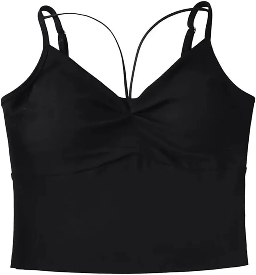 Women's Camisole Adjustable Straps Deep V Neck Ruffled Casual Summer Tank Top