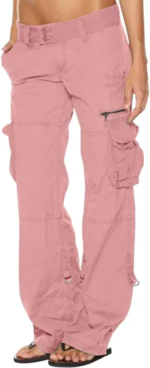 Women's Cargo Pants High Waisted Casual Wide Leg Pants Baggy Stretch Military Tactical Pants with Pockets