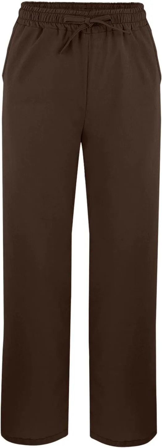 Womens Casual Cotton Linen Pants High Waist Drawstring Loose Fit Summer Spring Straight Leg Trousers with Pockets