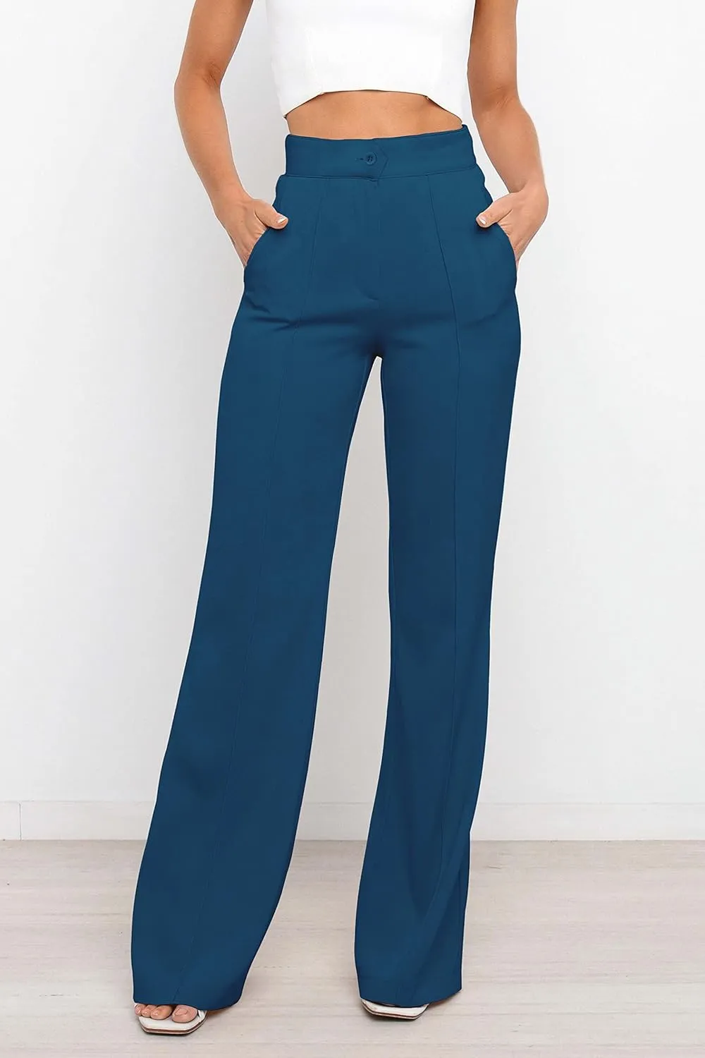 Women's Causal High Waisted Wide Leg Pants, Bootcut Dress Pants for Women, Work Pants with Pockets for Women Office