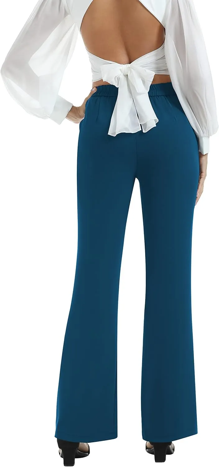 Women's Causal High Waisted Wide Leg Pants, Bootcut Dress Pants for Women, Work Pants with Pockets for Women Office