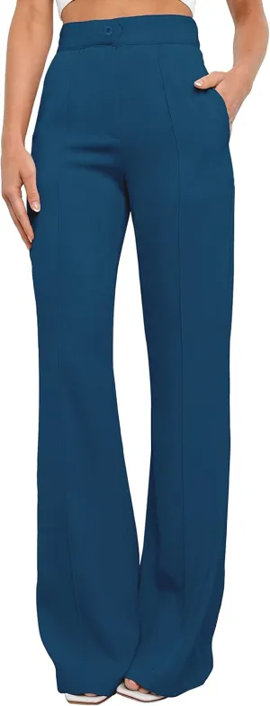 Women's Causal High Waisted Wide Leg Pants, Bootcut Dress Pants for Women, Work Pants with Pockets for Women Office