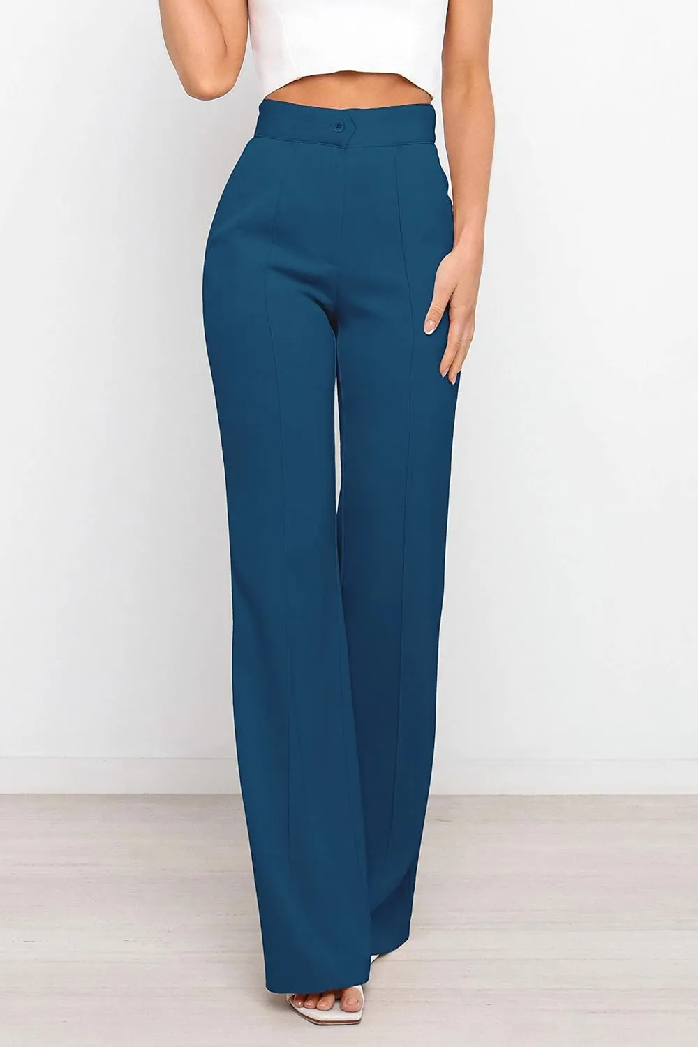Women's Causal High Waisted Wide Leg Pants, Bootcut Dress Pants for Women, Work Pants with Pockets for Women Office