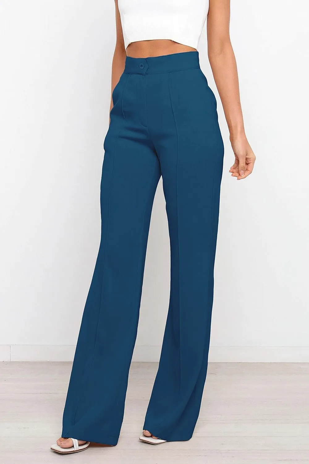 Women's Causal High Waisted Wide Leg Pants, Bootcut Dress Pants for Women, Work Pants with Pockets for Women Office