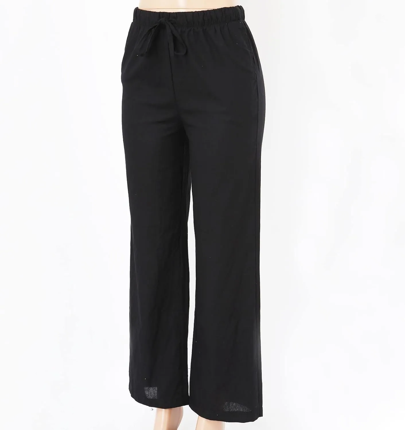 Womens Cotton Linen Palazzo Pants Wide Leg Lightweight Casual Flowy Trousers Summer Beach Vacation Boho Baggy Slacks