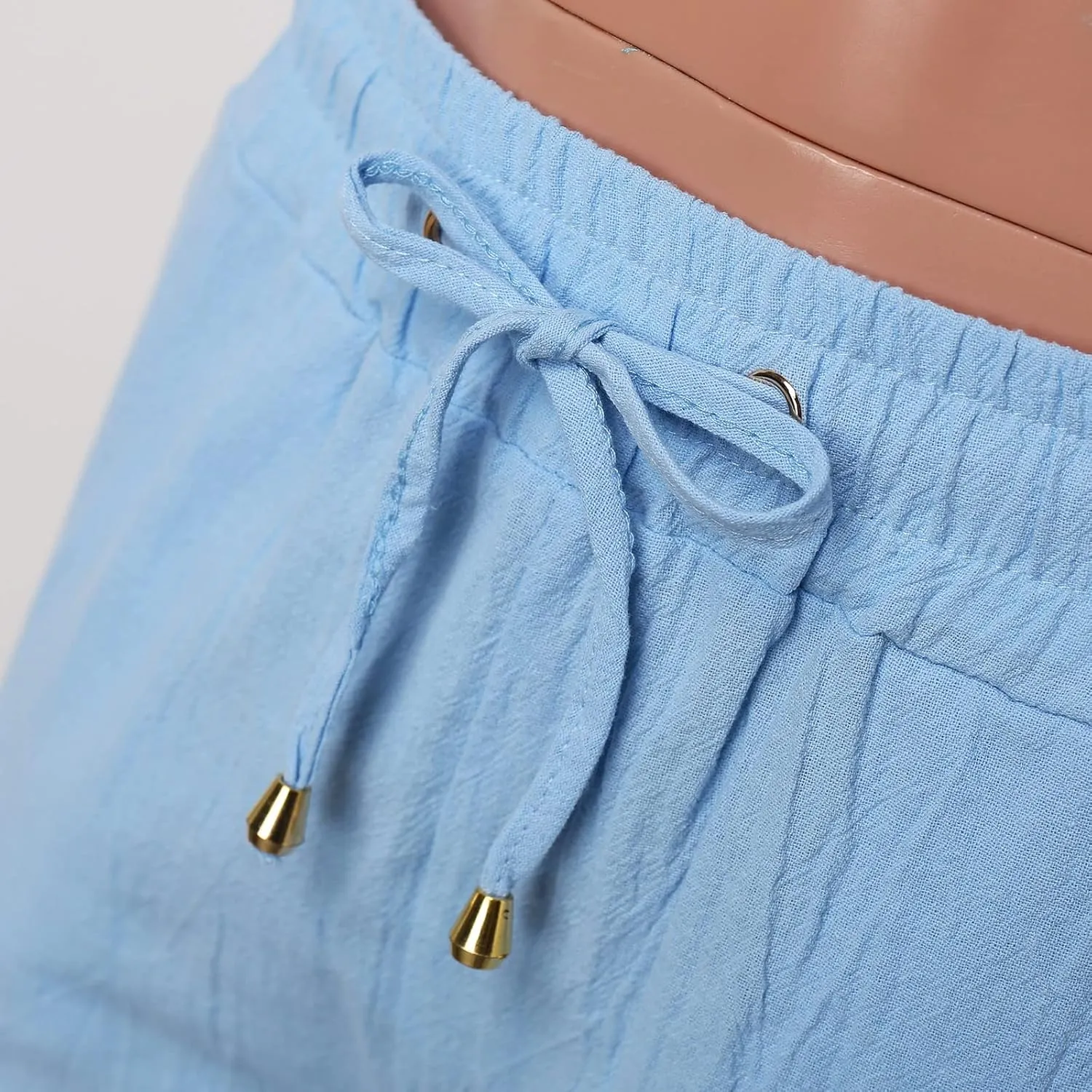 Women's Cotton Linen Pants Straight Leg Solid Lightweight Lounge Pant Casual Baggy Comfy Summer Trousers with Pockets