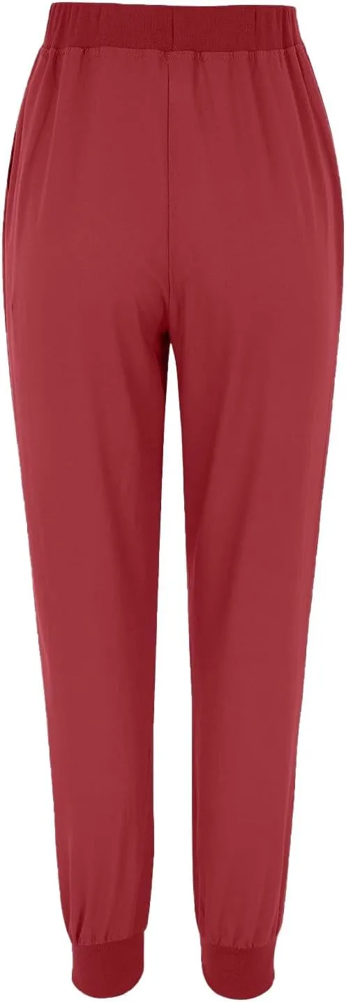 Women's Cotton Linen Pants Summer Lightweight Drawstring Lounge Pants Cinch Bottom Baggy Casual Trousers with Pockets