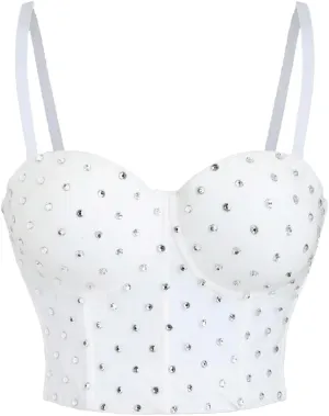 Women's Crystal Diamond Camisoles Bottoming Outerwear Herringbone Bra Slim Tube Top Tanks