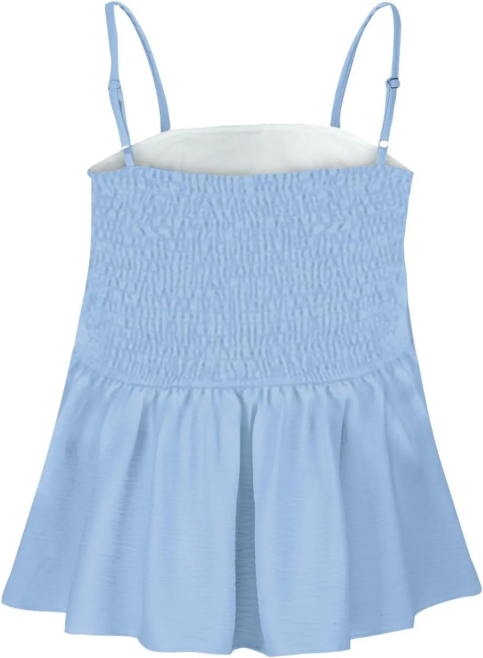 Women's Cute Camisole Adjustable Spaghetti Strap Peplum Tops Flowy Pleated Crop Tops Loose Fit Flare Babydoll Shirts