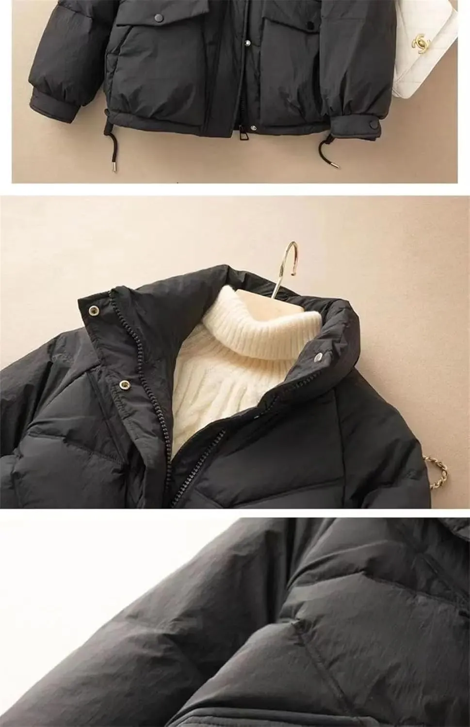 Womens Down Cotton Coat Winter Cotton-Padded Jacket Warm Puffer Parkas Coat Woman Outwear Snow Wear Cotton Clothing