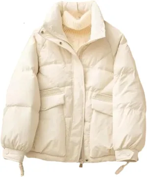 Womens Down Cotton Coat Winter Cotton-Padded Jacket Warm Puffer Parkas Coat Woman Outwear Snow Wear Cotton Clothing