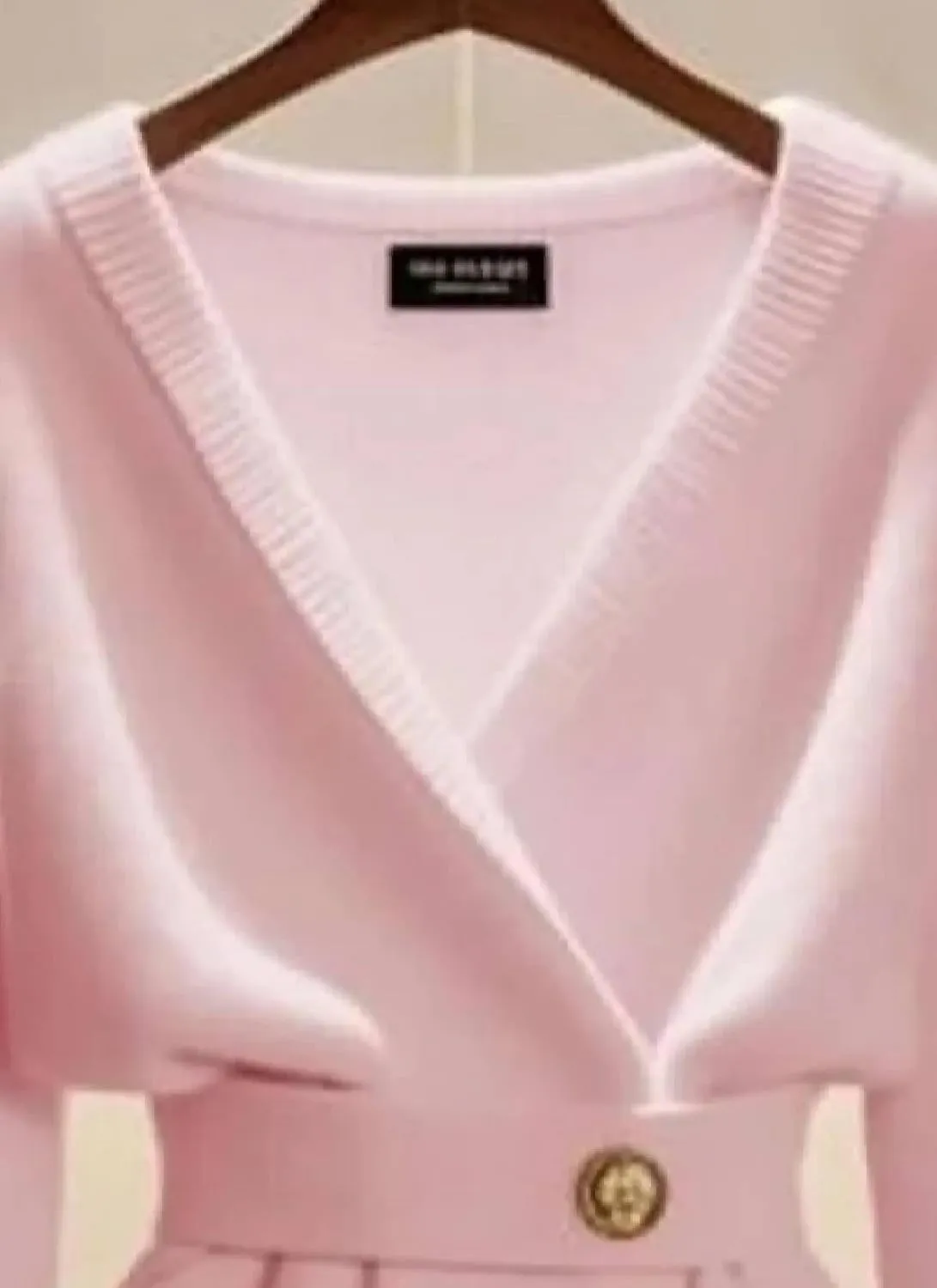 Women's Dressy Pink Long Sleeve Cardigan Sweaters Sexy V Neck Plain Knit Tops 2025 New Slim Fit Jumpers with Belt