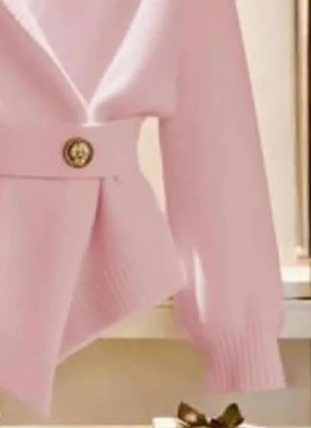 Women's Dressy Pink Long Sleeve Cardigan Sweaters Sexy V Neck Plain Knit Tops 2025 New Slim Fit Jumpers with Belt