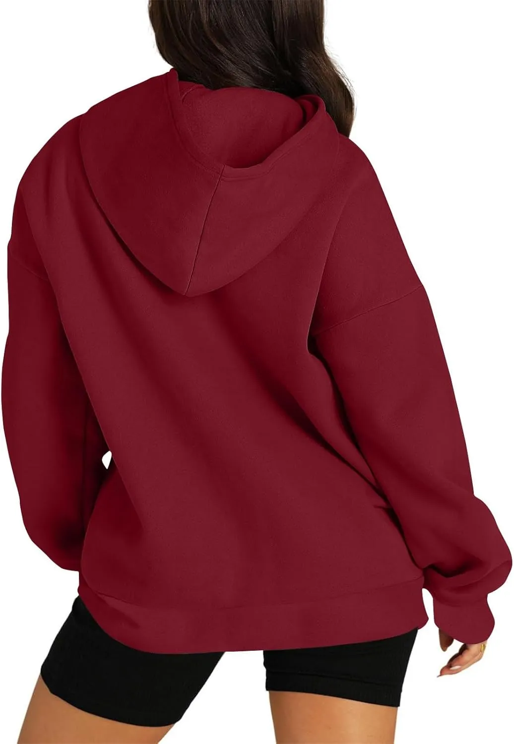 Womens Fleece Y2K Hoodie Baggy Casual Cotton Oversized Sweatshirt Drop Shoulder Lightweight Pullover Tops Winter Coat