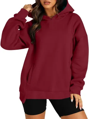 Womens Fleece Y2K Hoodie Baggy Casual Cotton Oversized Sweatshirt Drop Shoulder Lightweight Pullover Tops Winter Coat