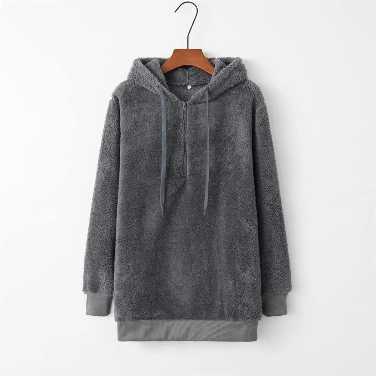 Womens Fuzzy Hoodies Sherpa Fleece Lined Sweatshirts Half Zipper Long Sleeve Pullover Casual Sport Hoodie Tops