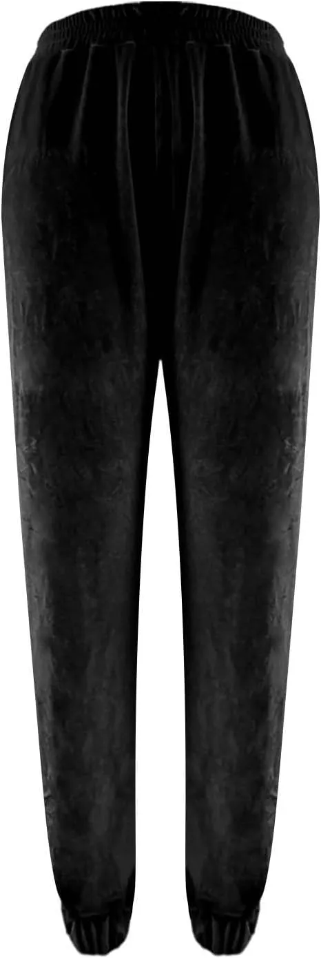 Women's Golden Velvet Harem Pants High Waist Yoga Trousers Casual Track Cuff Stretch Trousers with Pockets