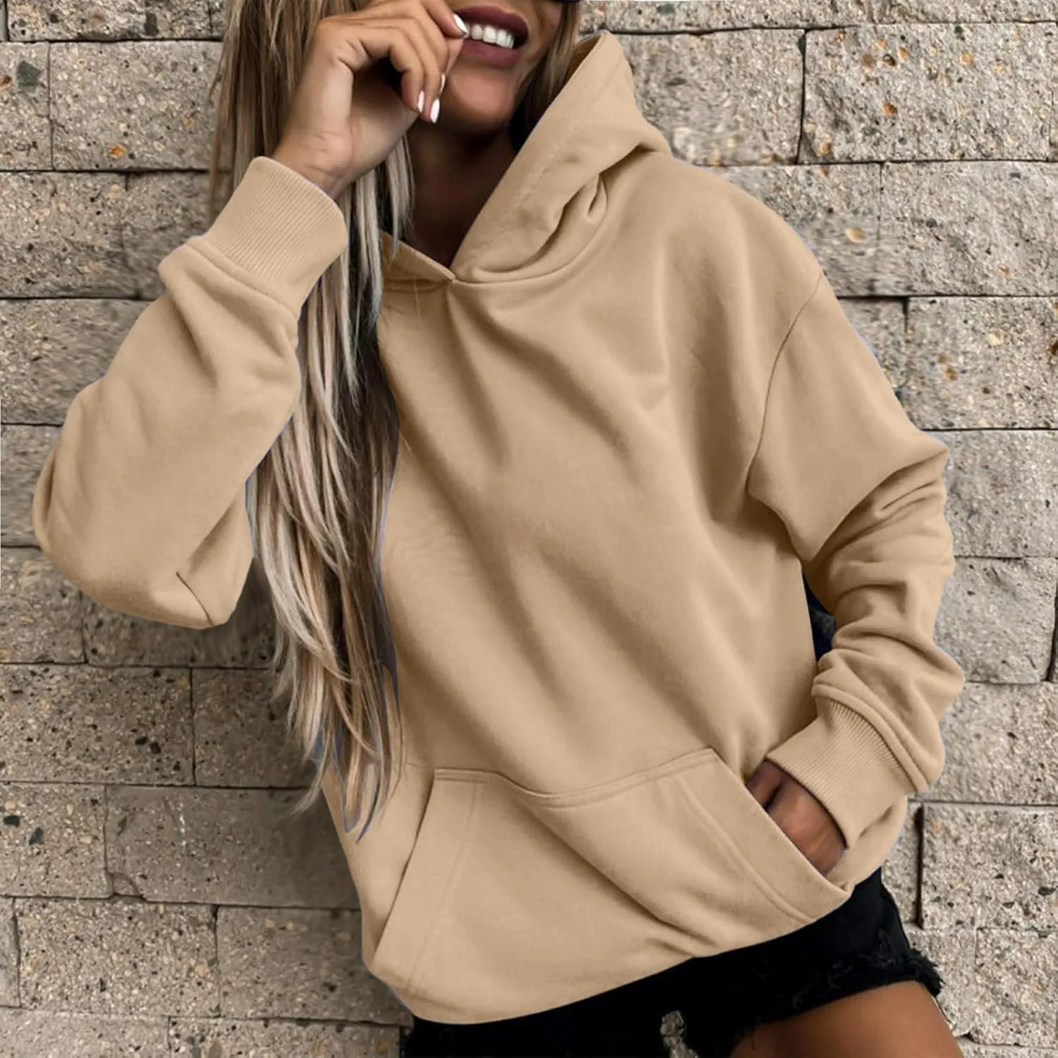 womens Hoodies Long Sleeve Oversized Sweatshirts Comfy Casual Loose Fit Pullover Fashion Fall Tops Pockets