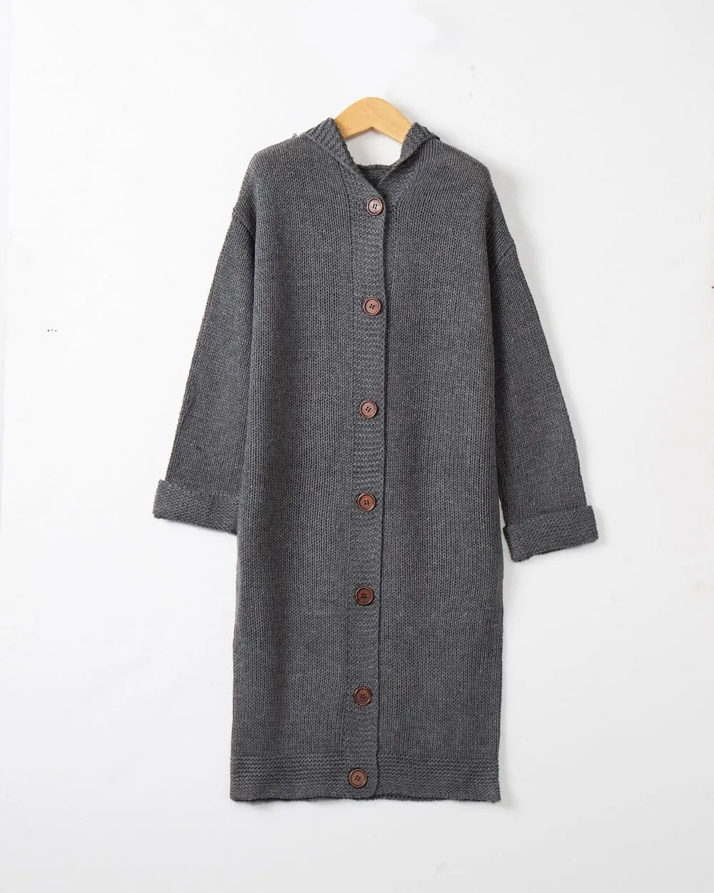 Womens Knitted Cardigan Sweaters Button up Hooded Cardigan Autumn Winter Chunky Long Sweater Open Front Coat Outerwear