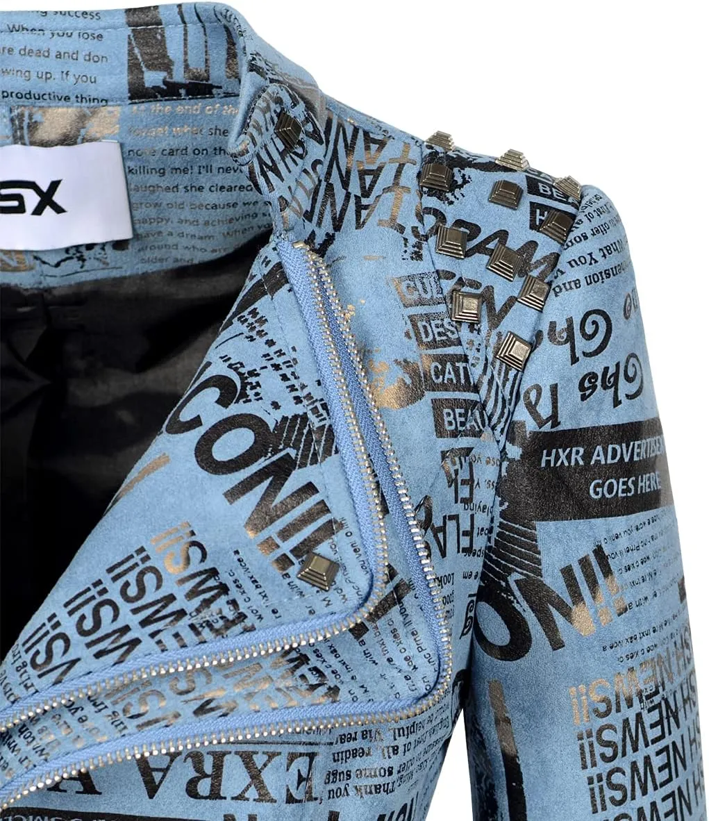 Women's Lapel Swallow Tail jacket Fashion Studded Perfectly Shaping Denim jacket Biker Jacket