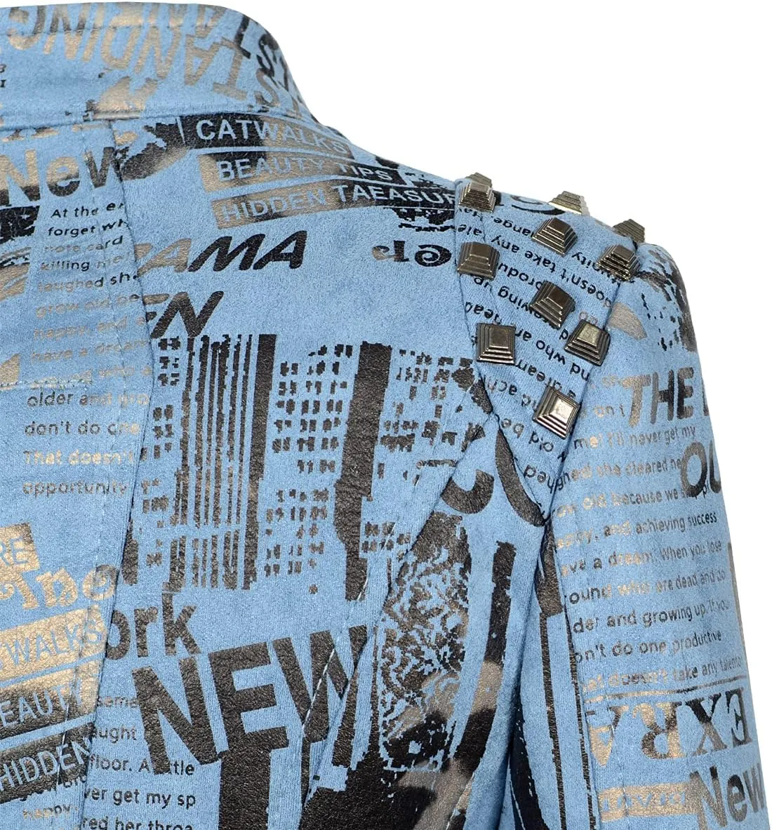 Women's Lapel Swallow Tail jacket Fashion Studded Perfectly Shaping Denim jacket Biker Jacket