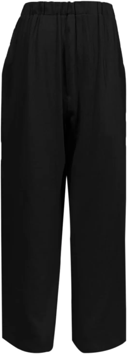 Womens Linen Palazzo Pants 2024 Summer Wide Leg Button Up Trousers Casual Loose Fit Trendy Lounge Pants with Pockets