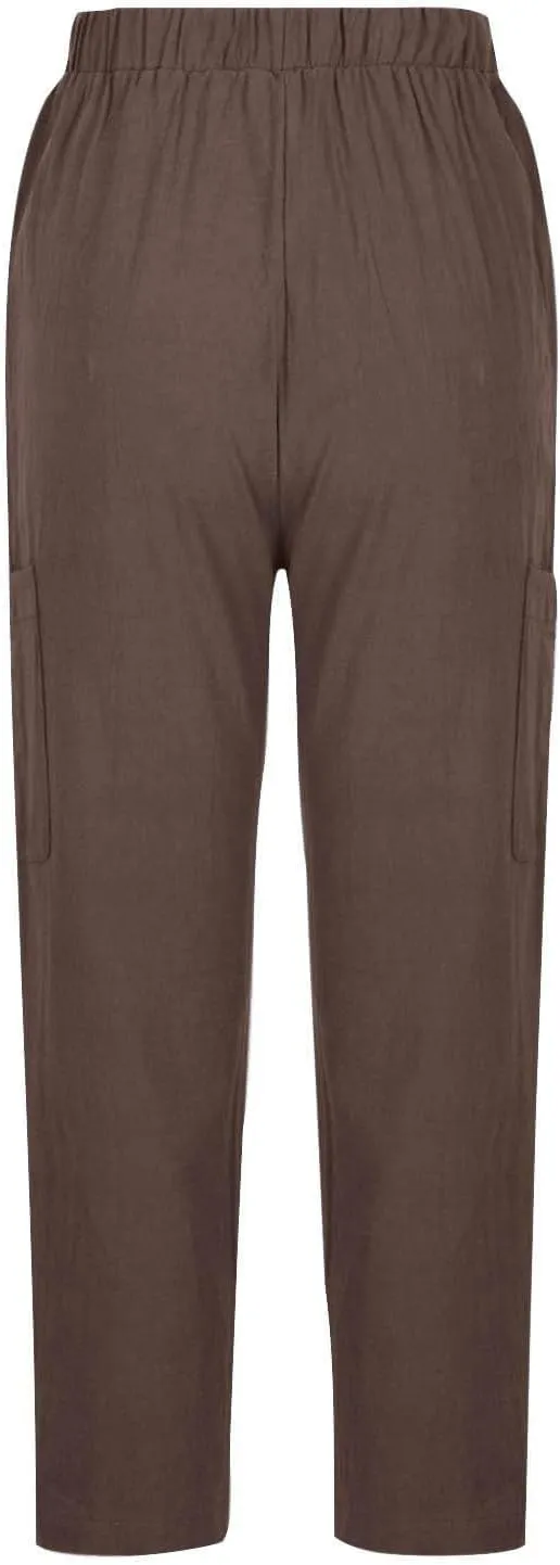 Women's Linen Pants Casual High Waisted Straight Leg Cotton Linen Pants Beach Summer Lounge Trousers with Pockets
