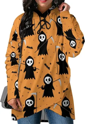 Womens' Long-sleeve Cape Style Halloween Death Hoodies Decked Novelty Casual