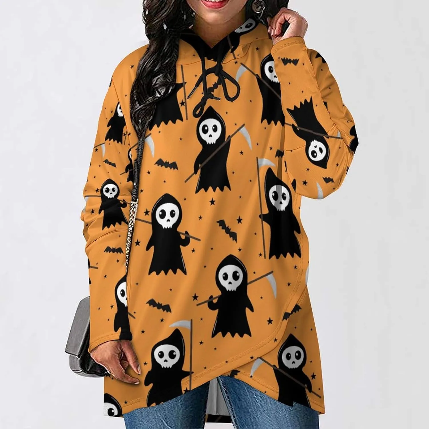 Womens' Long-sleeve Cape Style Halloween Death Hoodies Decked Novelty Casual