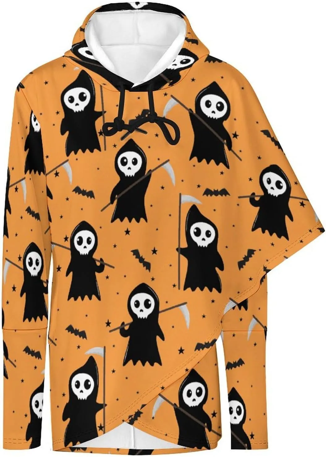 Womens' Long-sleeve Cape Style Halloween Death Hoodies Decked Novelty Casual