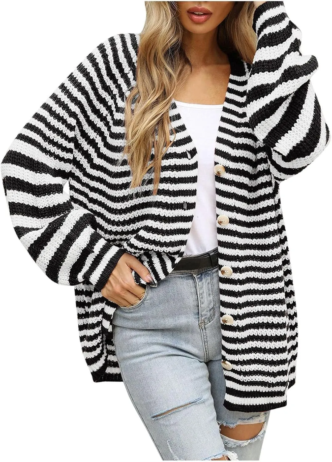Women's Long Sleeve Cardigan Sweater Winter Sweater Warm Button Down Soft Fall Loose Acrylic Casual Spring