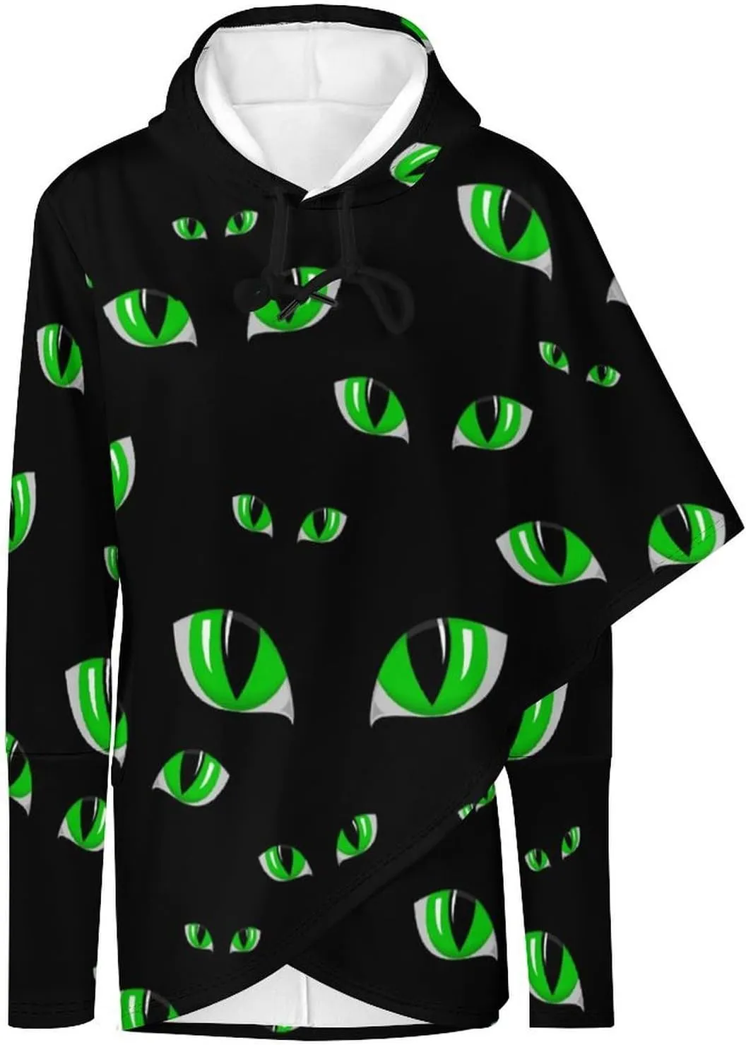 Womens Long-sleeve Cloak Style Green Halloween Eyes Sweatshirts Layered Cute Loose Fit