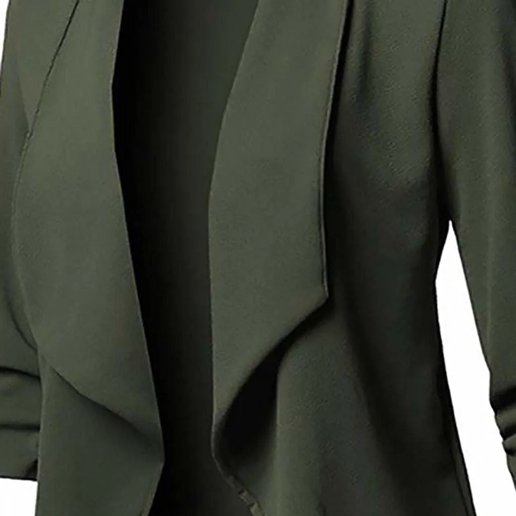 Womens Long Sleeve Crop Blazer Open Front Cardigan Autumn Stylish Solid Business Jacket Coat for Business woman