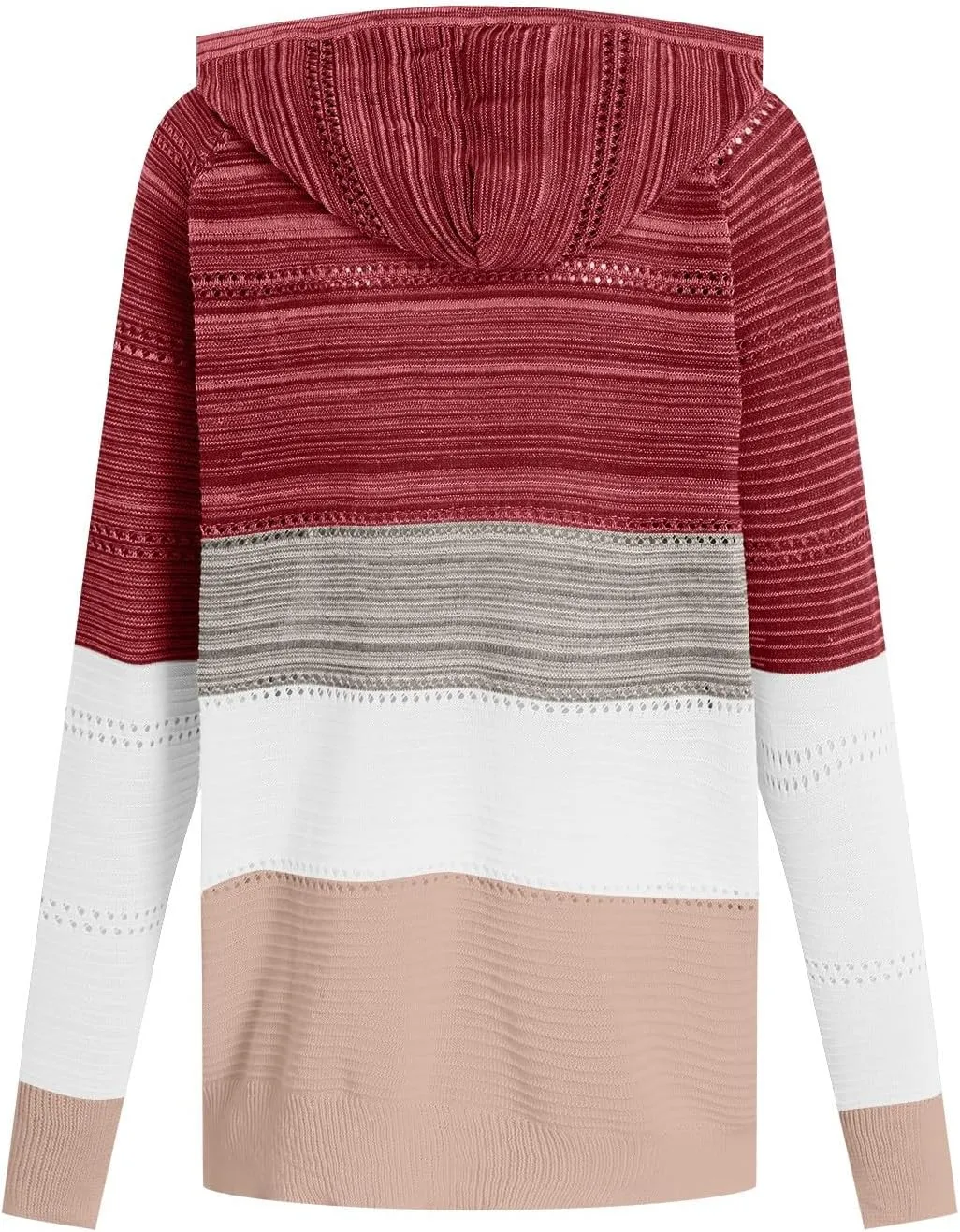 Women's Long Sleeve Knit Sweater Color Block Zip Up Hoodie Drawstring Oversized Sweatshirt Y2k Jacket for Women